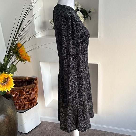 LOFT Textured Black Long Sleeve Dress - Picture 4 of 11